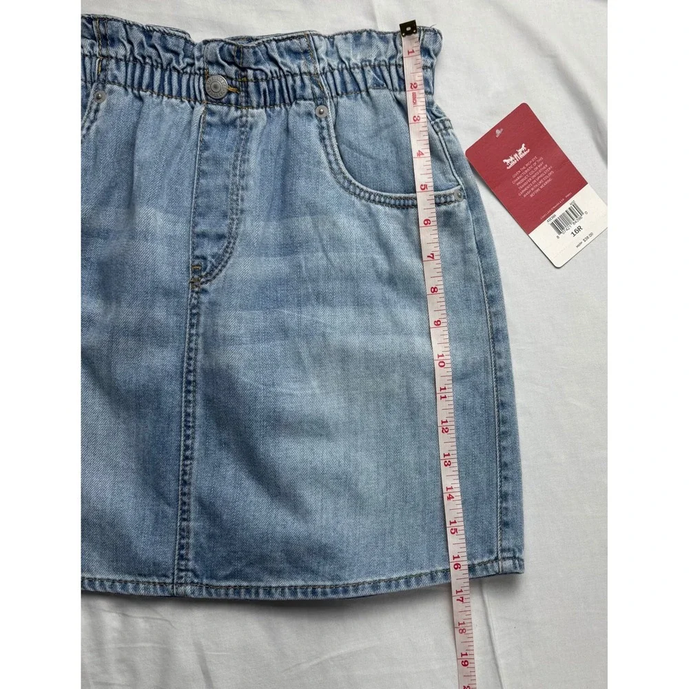 Levis Girls 16 High Rise Pull On Denim Skirt Light Wash‎ Paperbag Waist  NWT